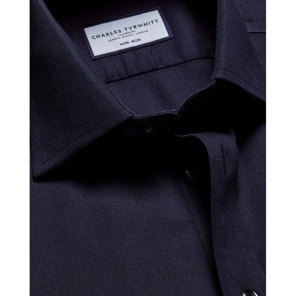 Charles Tyrwhitt Mens Non-Iron Royal Oxford Shirt Navy Slim Fit 17/34 XL